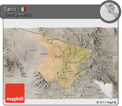 Satellite 3D Map of Saric, semi-desaturated