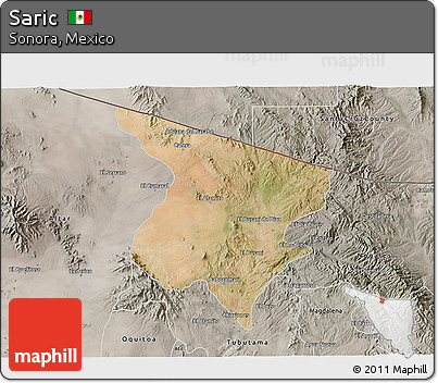 Satellite 3D Map of Saric, semi-desaturated