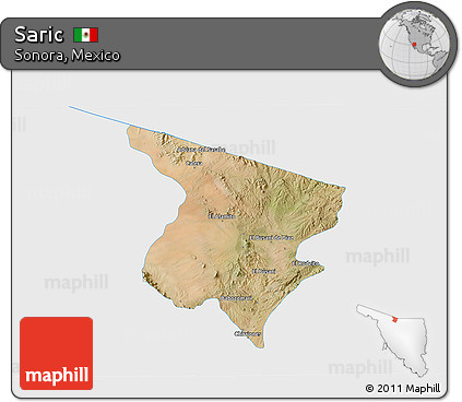 Satellite 3D Map of Saric, single color outside