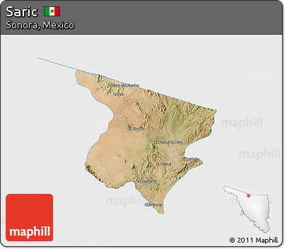 Satellite 3D Map of Saric, single color outside