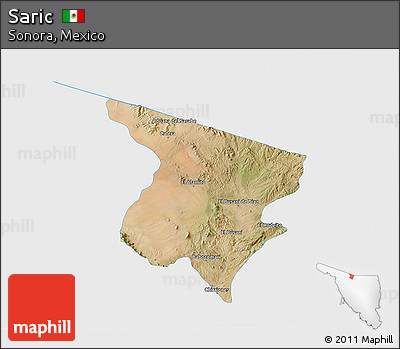 Satellite 3D Map of Saric, single color outside