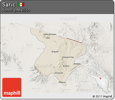 Shaded Relief 3D Map of Saric, lighten