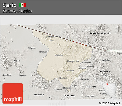 Shaded Relief 3D Map of Saric, semi-desaturated