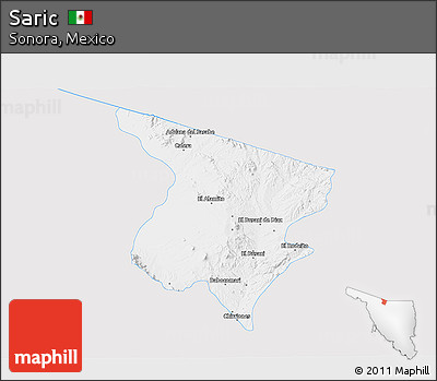 Silver Style 3D Map of Saric, single color outside