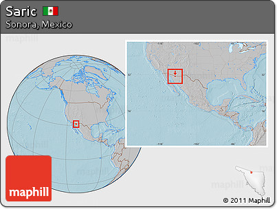 Gray Location Map of Saric, within the entire country, hill shading