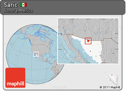 Gray Location Map of Saric, highlighted parent region, hill shading