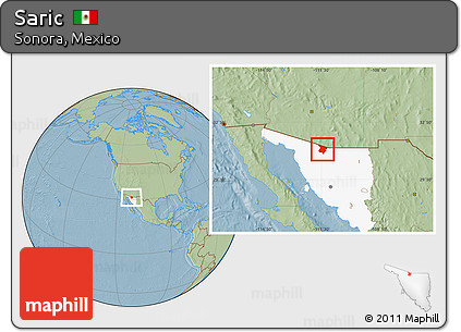 Savanna Style Location Map of Saric, highlighted parent region, hill shading