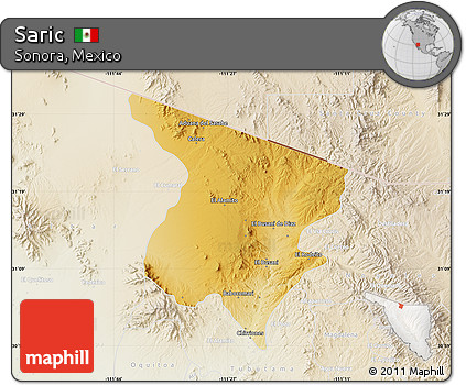 Physical Map of Saric, lighten