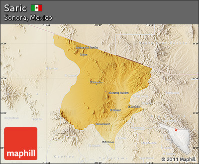 Physical Map of Saric, lighten