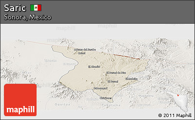 Shaded Relief Panoramic Map of Saric, lighten