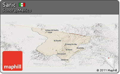 Shaded Relief Panoramic Map of Saric, lighten