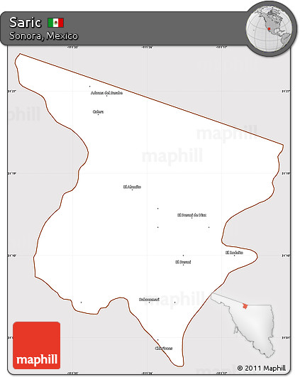 Classic Style Simple Map of Saric, cropped outside