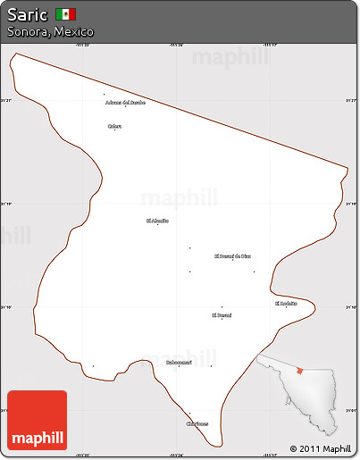 Classic Style Simple Map of Saric, cropped outside