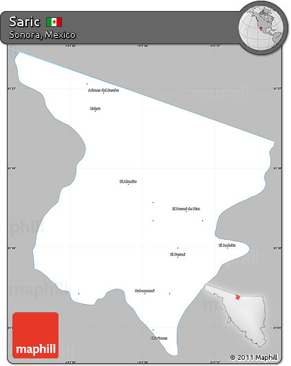 Gray Simple Map of Saric, single color outside