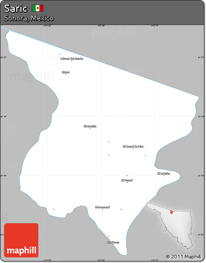 Gray Simple Map of Saric, single color outside
