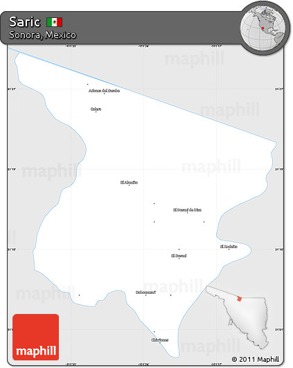 Silver Style Simple Map of Saric, single color outside