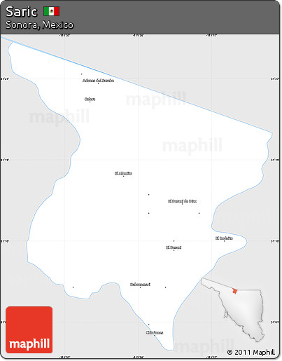 Silver Style Simple Map of Saric, single color outside