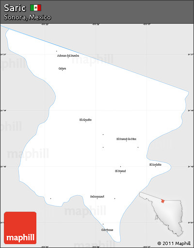 Silver Style Simple Map of Saric, single color outside