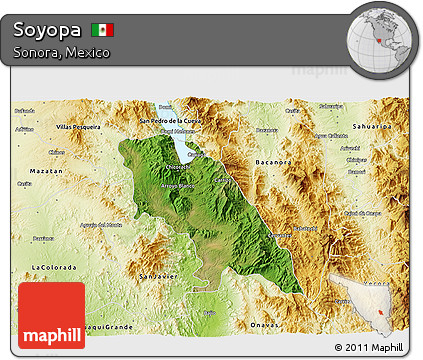 Satellite 3D Map of Soyopa, physical outside