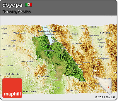 Satellite 3D Map of Soyopa, physical outside