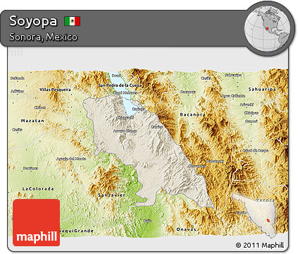 Shaded Relief 3D Map of Soyopa, physical outside