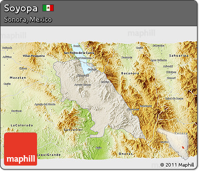 Shaded Relief 3D Map of Soyopa, physical outside