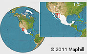 Satellite Location Map of Soyopa, highlighted country, highlighted parent region, within the entire country