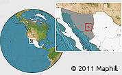 Satellite Location Map of Soyopa, highlighted country, highlighted parent region