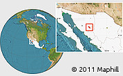 Satellite Location Map of Soyopa, highlighted country