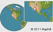 Satellite Location Map of Soyopa, highlighted parent region, within the entire country