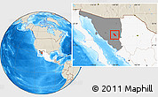 Shaded Relief Location Map of Soyopa, highlighted country, highlighted parent region