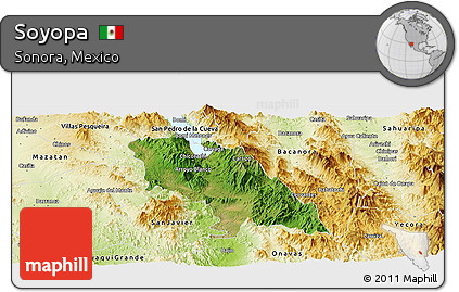 Satellite Panoramic Map of Soyopa, physical outside