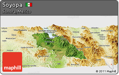 Satellite Panoramic Map of Soyopa, physical outside