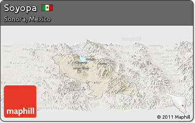 Shaded Relief Panoramic Map of Soyopa, lighten