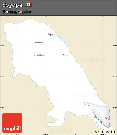 Classic Style Simple Map of Soyopa, single color outside