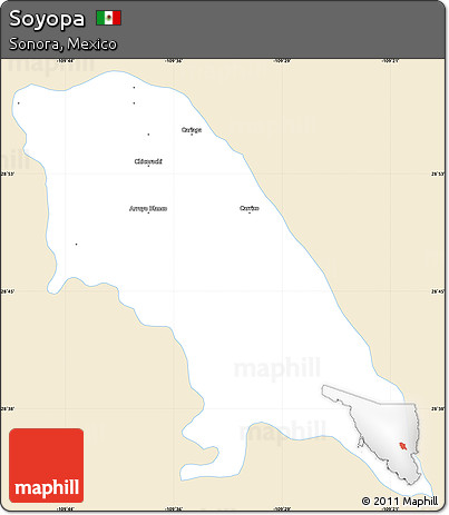 Classic Style Simple Map of Soyopa, single color outside