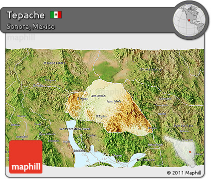 Physical 3D Map of Tepache, satellite outside