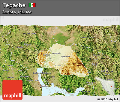 Physical 3D Map of Tepache, satellite outside