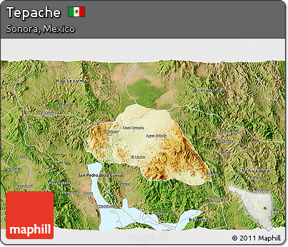 Physical 3D Map of Tepache, satellite outside