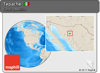 Shaded Relief Location Map of Tepache