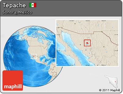 Shaded Relief Location Map of Tepache