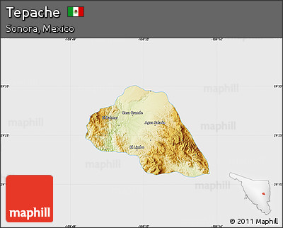 Physical Map of Tepache, single color outside