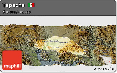 Physical Panoramic Map of Tepache, darken