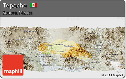 Physical Panoramic Map of Tepache, semi-desaturated