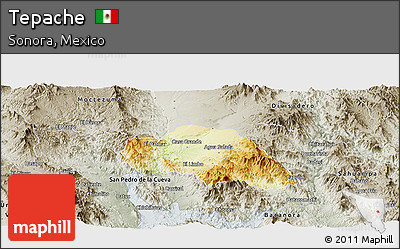Physical Panoramic Map of Tepache, semi-desaturated