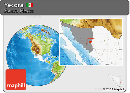 Physical Location Map of Yecora, highlighted country, highlighted parent region