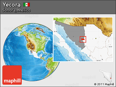 Physical Location Map of Yecora, highlighted country, highlighted parent region