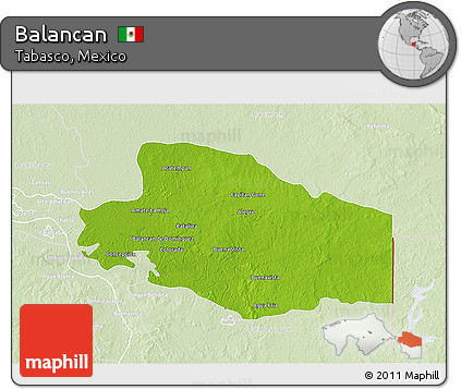 Physical 3D Map of Balancan, lighten