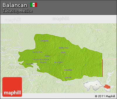 Physical 3D Map of Balancan, lighten