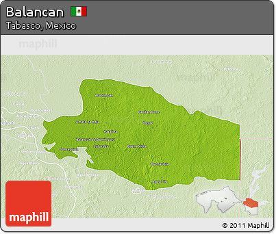 Physical 3D Map of Balancan, lighten